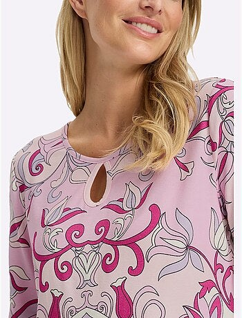 T-shirt à Manches Courtes Imprimé Floral - Taille Standard - Helline