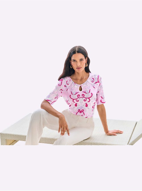 T-shirt à Manches Courtes Imprimé Floral - Taille Standard - Helline - Kiabi