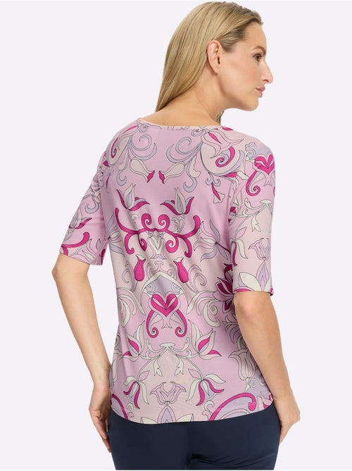 T-shirt à Manches Courtes Imprimé Floral - Taille Standard - Helline - Kiabi