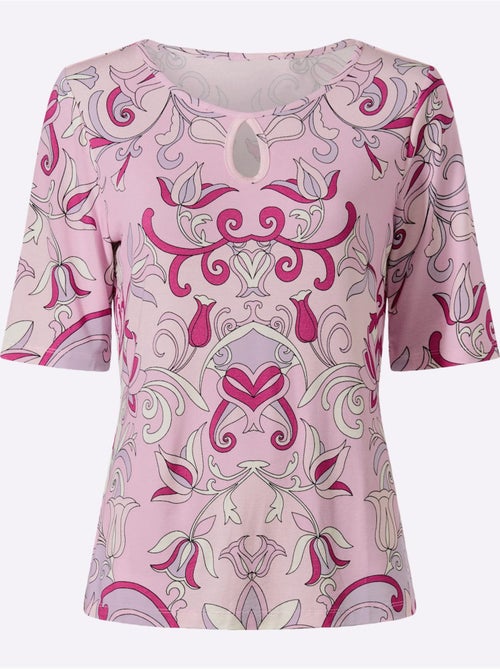 T-shirt à Manches Courtes Imprimé Floral - Taille Standard - Helline - Kiabi