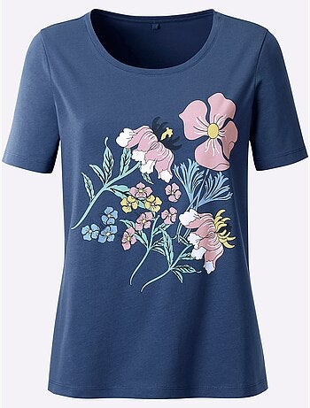 T-shirt à Manches Courtes Imprimé Floral - Taille Standard - Moda Vilona