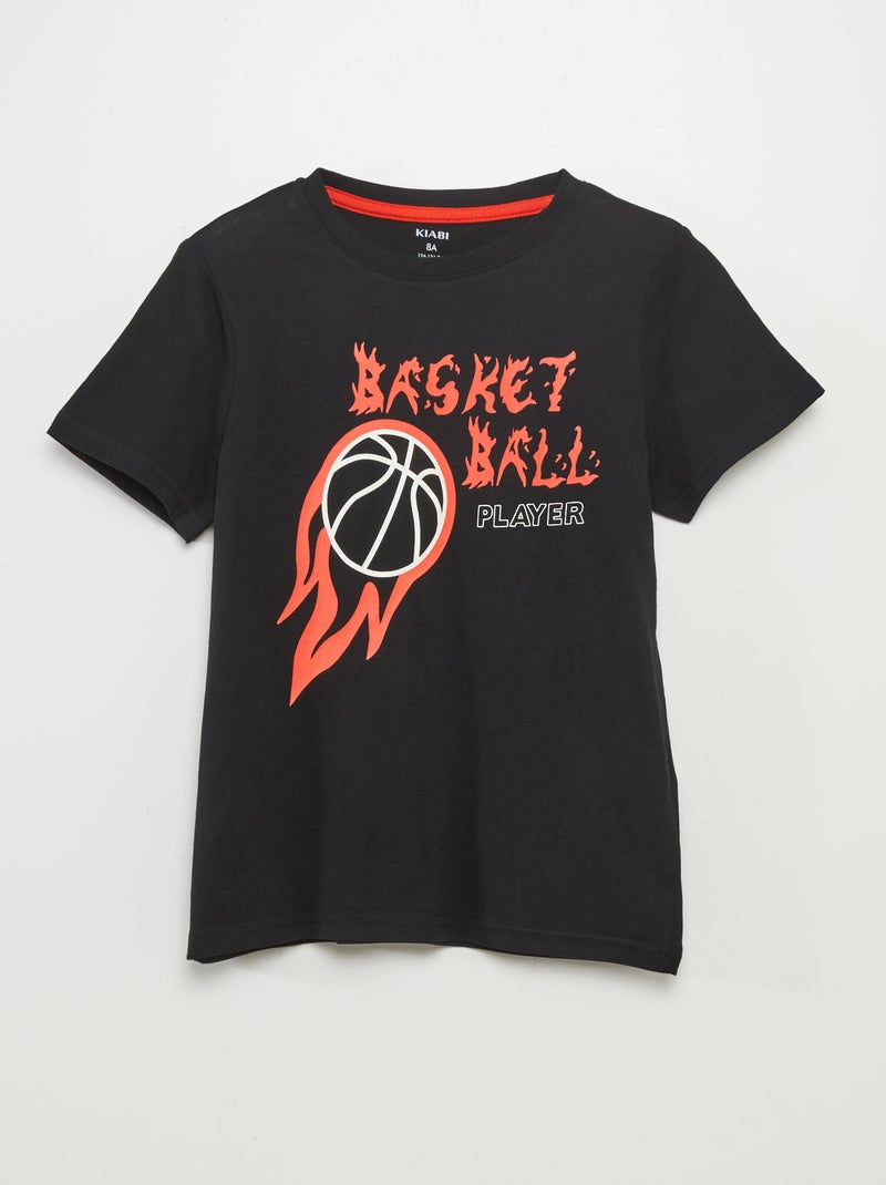 T-shirt à manches courtes imprimé Noir - Kiabi