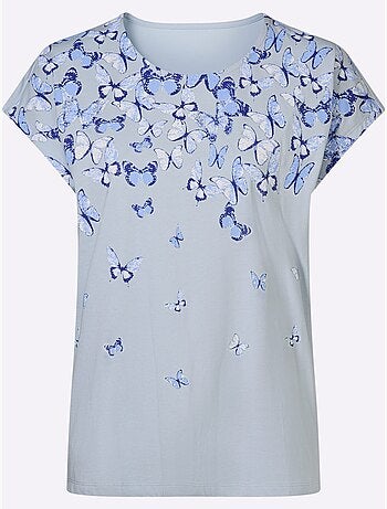 T-shirt à Manches Courtes Imprimé Papillon - Taille Standard - Moda Vilona