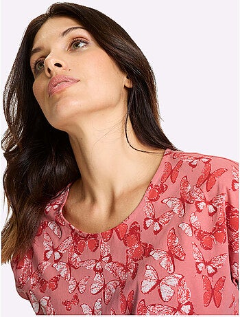 T-shirt à Manches Courtes Imprimé Papillon - Taille Standard - Moda Vilona