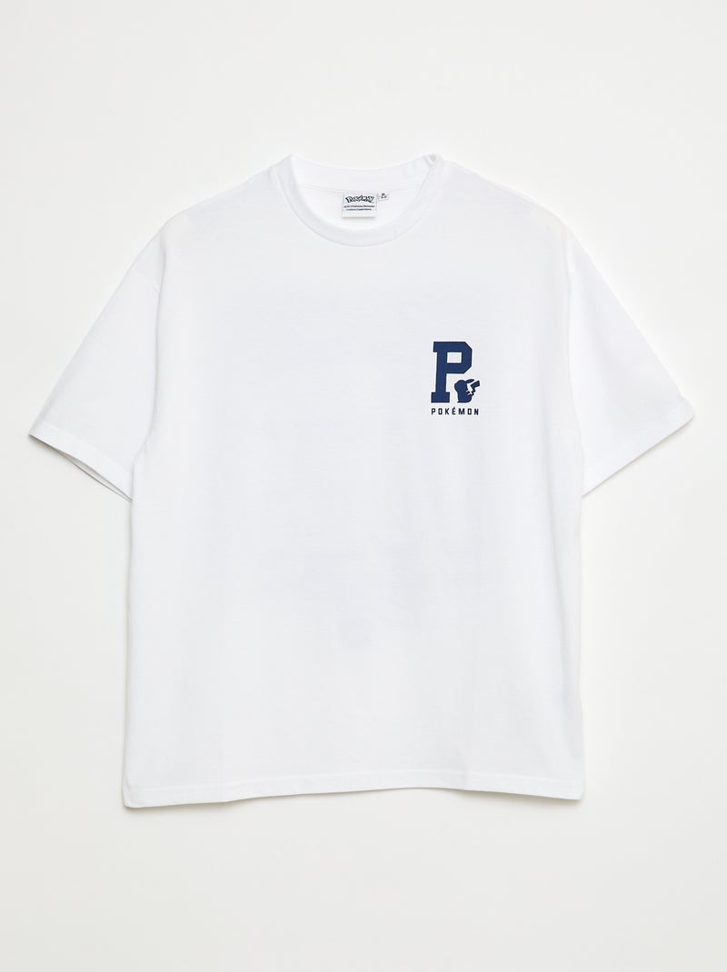 T-shirt à manches courtes imprimé recto-verso 'Pikachu' 'Pokémon' BLANC - Kiabi
