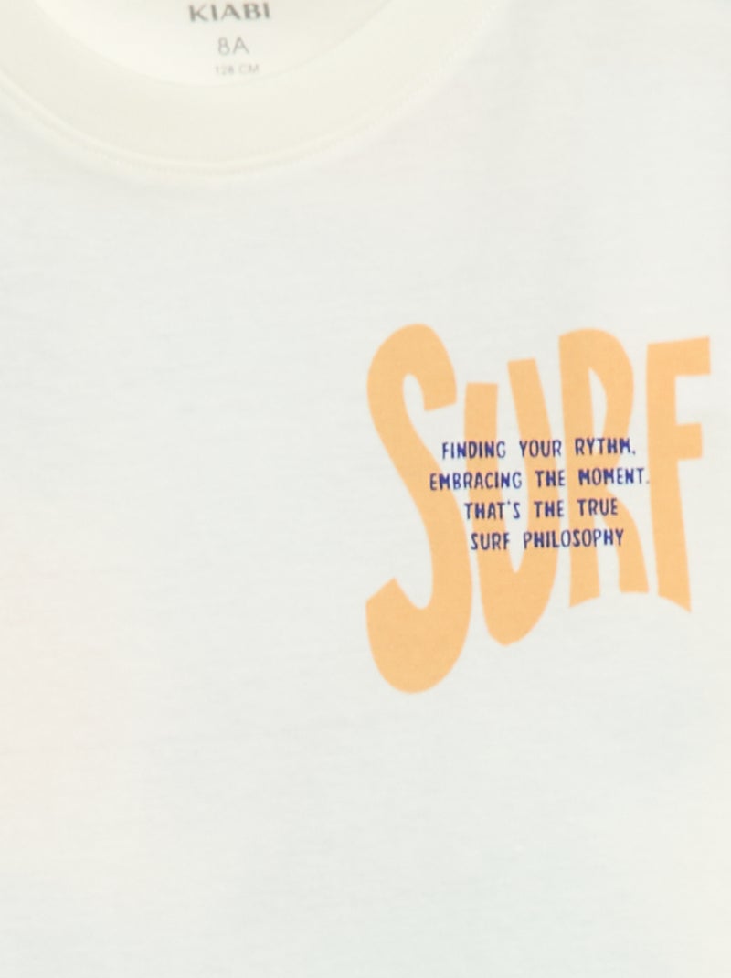 T-shirt à manches courtes imprimé recto/verso Beige - Kiabi