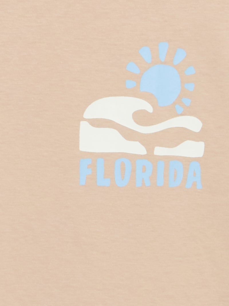 T-shirt à manches courtes imprimé recto/verso Beige - Kiabi