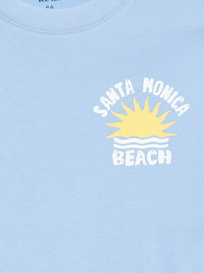 T-shirt à manches courtes imprimé recto/verso Bleu - Kiabi