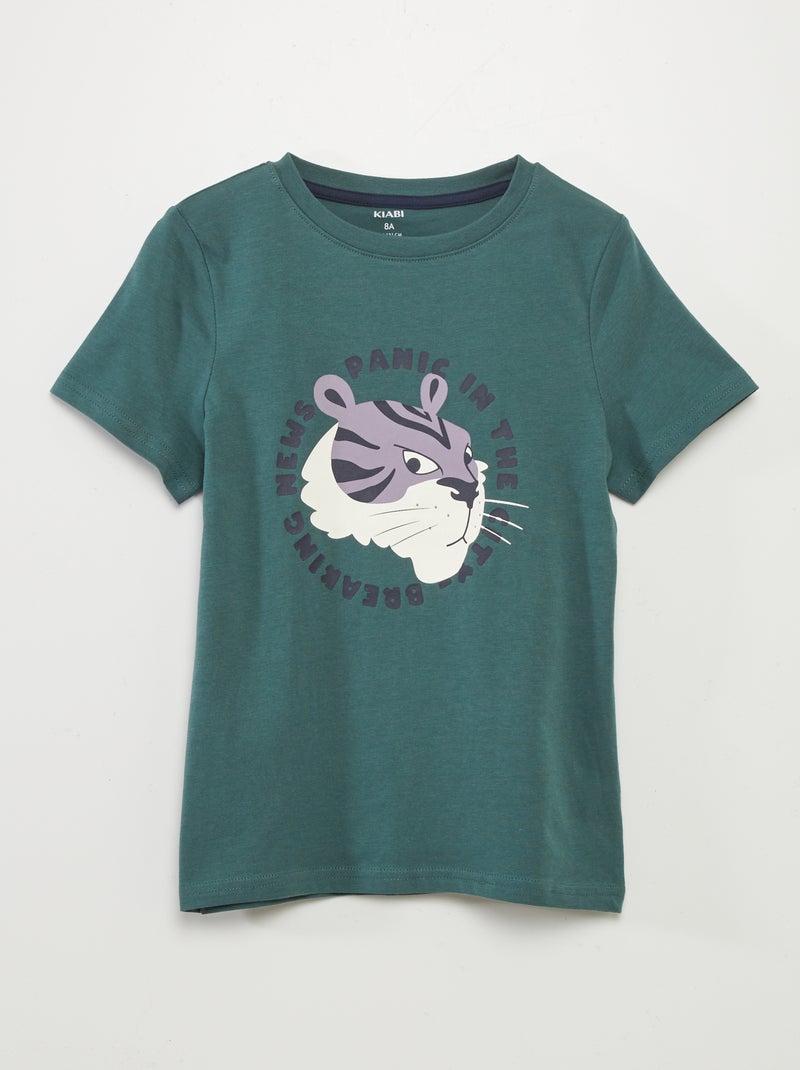 T-shirt à manches courtes imprimé Vert - Kiabi