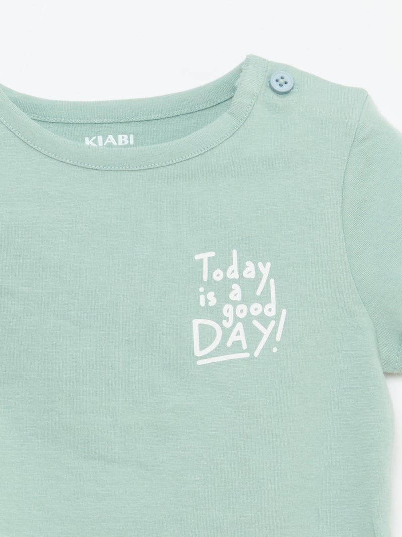 T-shirt à manches courtes imprimé Vert - Kiabi