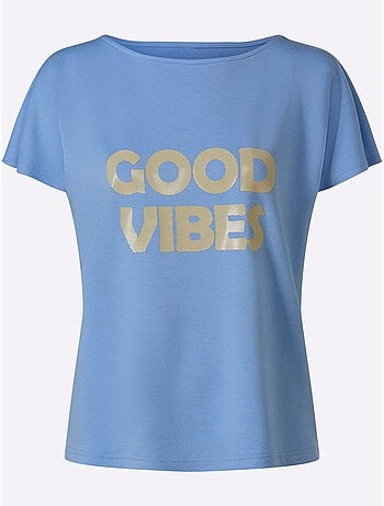 T-shirt à manches courtes inscription tendance - taille standard - helline