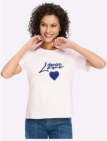 T-shirt à Manches Courtes Inscription Tendance - Taille Standard - Helline