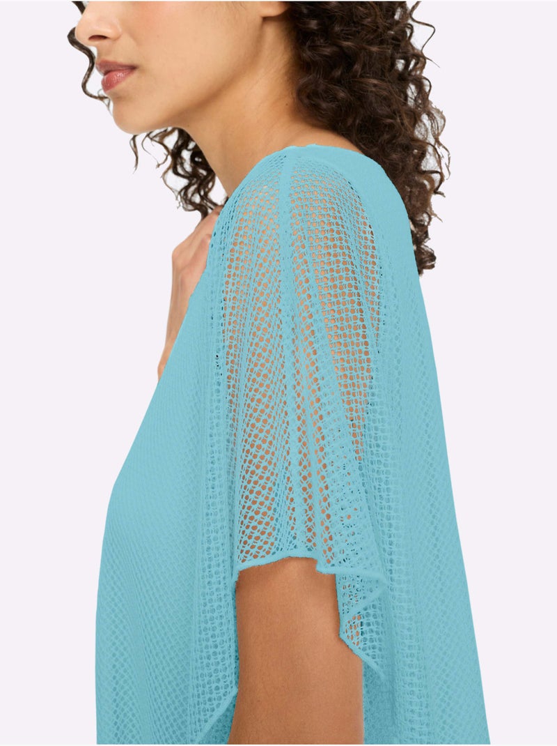 T-shirt à Manches Courtes Joli Motif Ajouré - Taille Standard - Helline Bleu marine - Kiabi