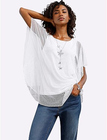 T-shirt à Manches Courtes Joli Motif Ajouré - Taille Standard - Helline