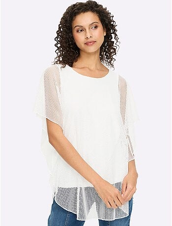 T-shirt à Manches Courtes Joli Motif Ajouré - Taille Standard - Helline