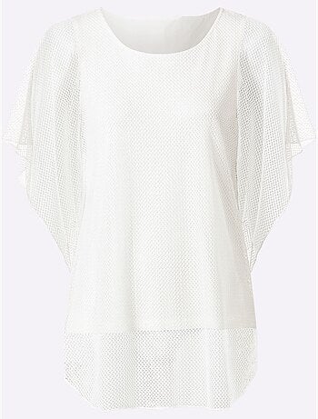 T-shirt à Manches Courtes Joli Motif Ajouré - Taille Standard - Helline