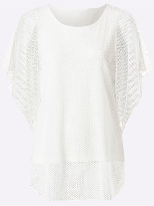 T-shirt à Manches Courtes Joli Motif Ajouré - Taille Standard - Helline - Kiabi T-shirt à Manches Courtes Joli Motif Ajouré - Taille Standard - Helline - Kiabi
