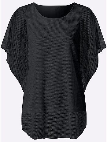 T-shirt à manches courtes joli motif ajouré - taille standard - helline