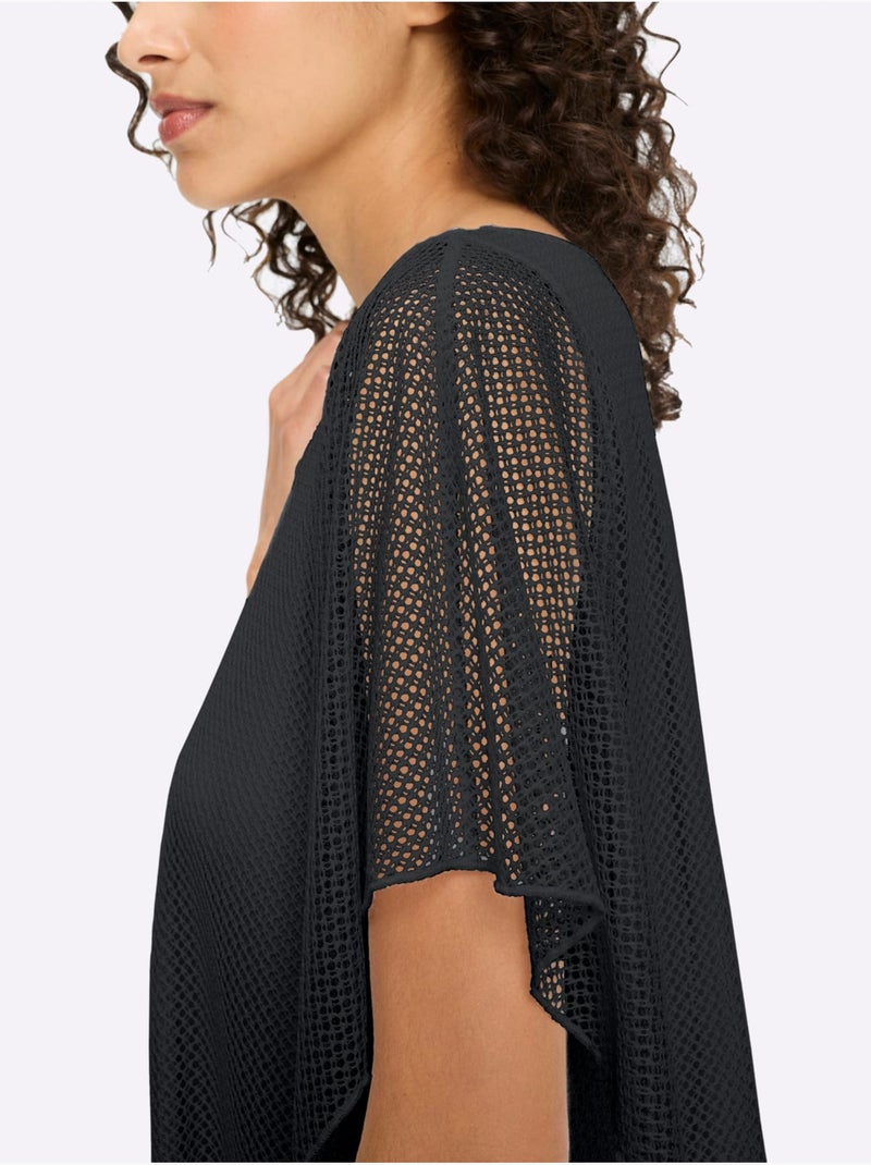 T-shirt à Manches Courtes Joli Motif Ajouré - Taille Standard - Helline Noir - Kiabi