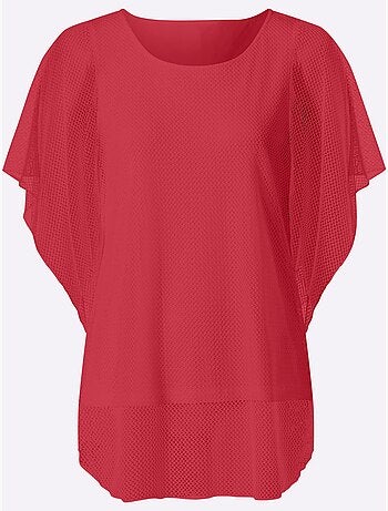 T-shirt à Manches Courtes Joli Motif Ajouré - Taille Standard - Helline