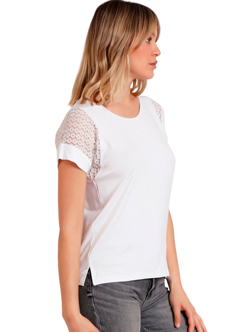 T-shirt à manches courtes LACE Blanc - Kiabi