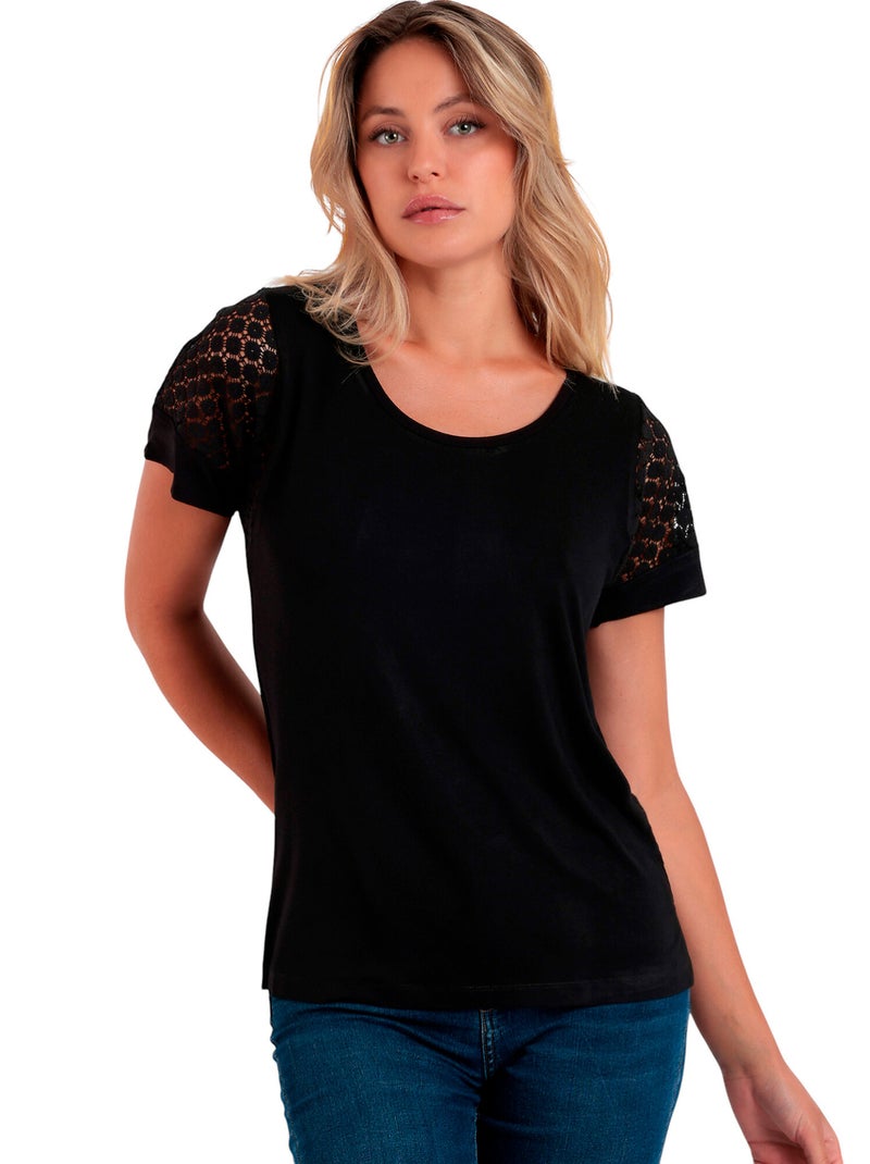 T-shirt à manches courtes LACE Noir - Kiabi