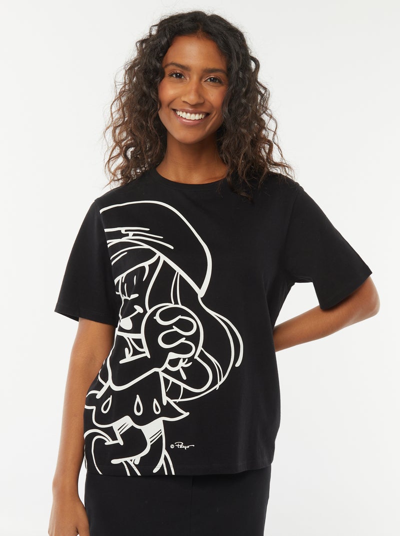 T-shirt à manches courtes 'Les Schtroumpf' Noir - Kiabi