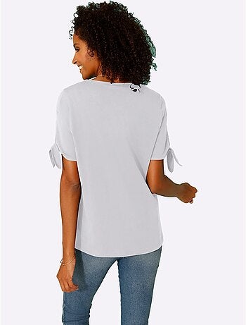 T-shirt à Manches Courtes Lien à Nouer La Manche - Taille Standard - Moda Vilona