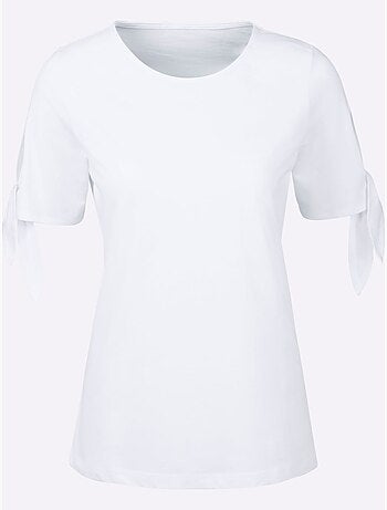 T-shirt à Manches Courtes Lien à Nouer La Manche - Taille Standard - Moda Vilona