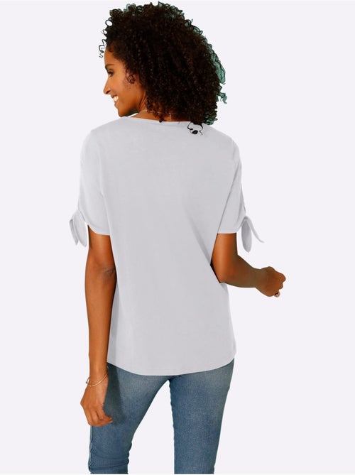 T-shirt à Manches Courtes Lien à Nouer La Manche - Taille Standard - Moda Vilona - Kiabi