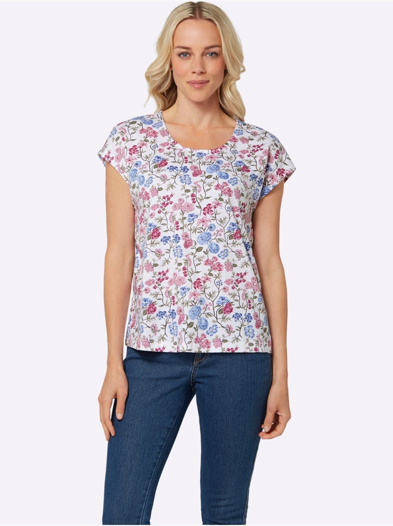 T-shirt à Manches Courtes Mancherons - Taille Standard - Moda Vilona Blanc - Kiabi