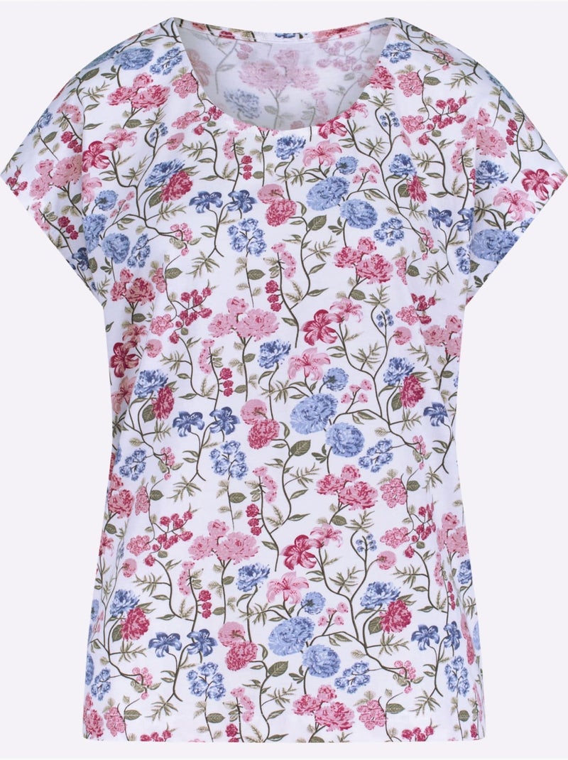 T-shirt à Manches Courtes Mancherons - Taille Standard - Moda Vilona Blanc - Kiabi