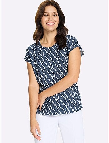 T-shirt à manches courtes avec imprimé graphique et encolure ronde - taille standard - moda vilona