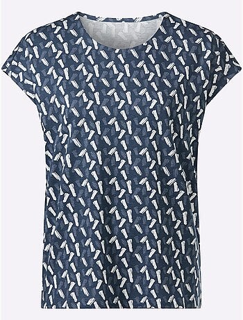 T-shirt à manches courtes avec imprimé graphique et encolure ronde - taille standard - moda vilona