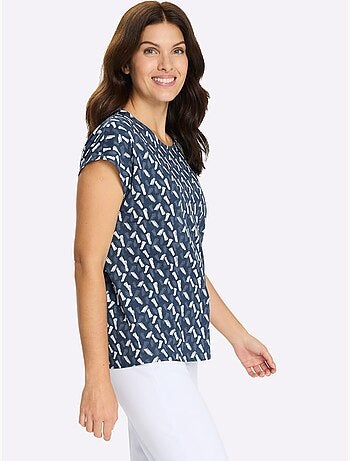 T-shirt à manches courtes avec imprimé graphique et encolure ronde - taille standard - moda vilona