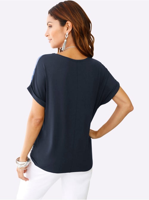 T-shirt à Manches Courtes Mélange De Matières Tendance - Taille Standard - Witt - Kiabi