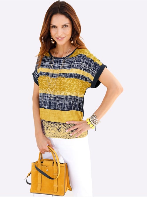 T-shirt à Manches Courtes Mélange De Matières Tendance - Taille Standard - Witt - Kiabi