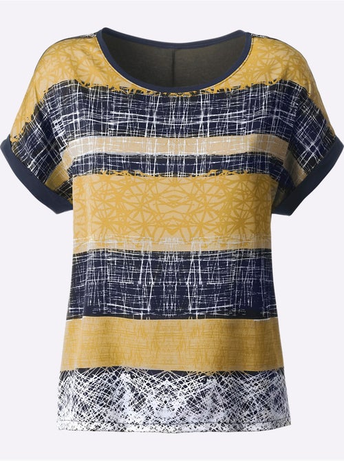 T-shirt à Manches Courtes Mélange De Matières Tendance - Taille Standard - Witt - Kiabi