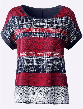 T-shirt à Manches Courtes Mélange De Matières Tendance - Taille Standard - Witt