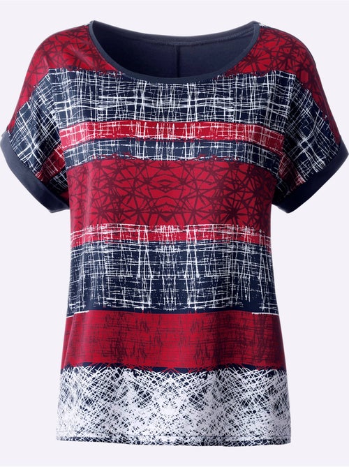 T-shirt à Manches Courtes Mélange De Matières Tendance - Taille Standard - Witt - Kiabi