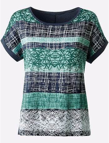 T-shirt à Manches Courtes Mélange De Matières Tendance - Taille Standard - Witt
