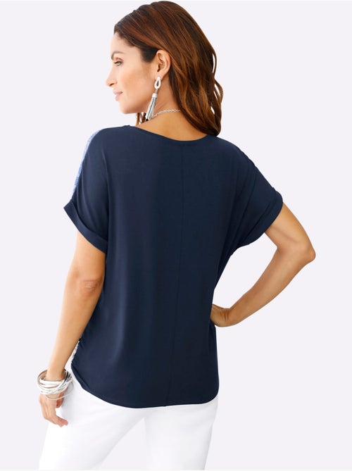 T-shirt à Manches Courtes Mélange De Matières Tendance - Taille Standard - Witt - Kiabi