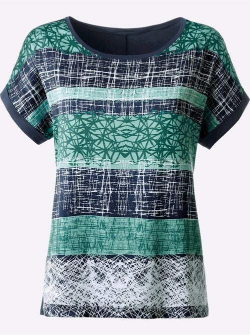 T-shirt à Manches Courtes Mélange De Matières Tendance - Taille Standard - Witt - Kiabi