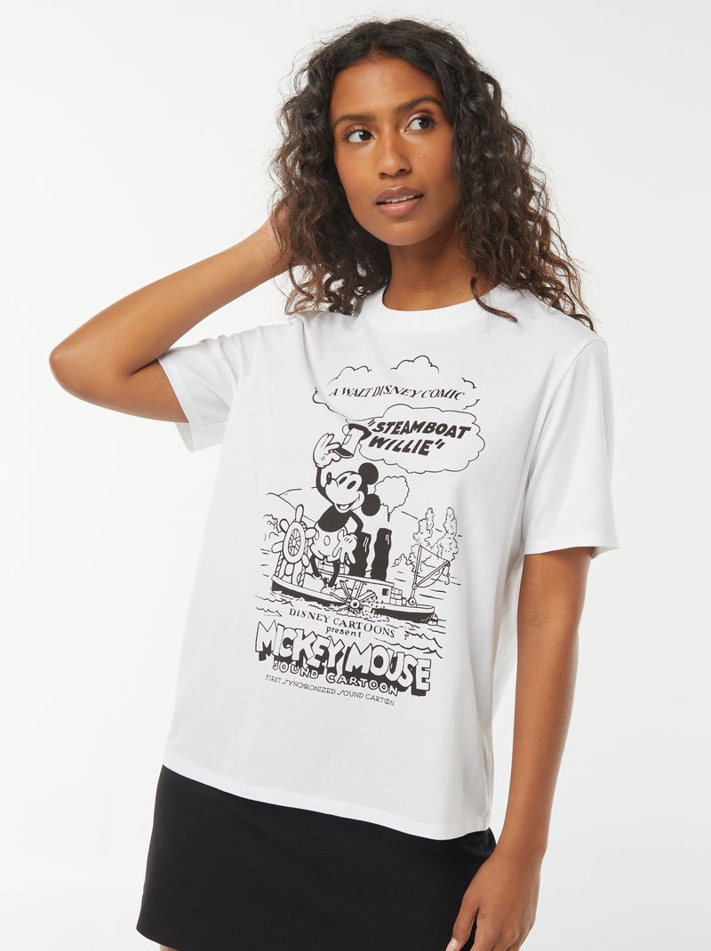 T-shirt à manches courtes 'Mickey' 'Disney' Blanc - Kiabi