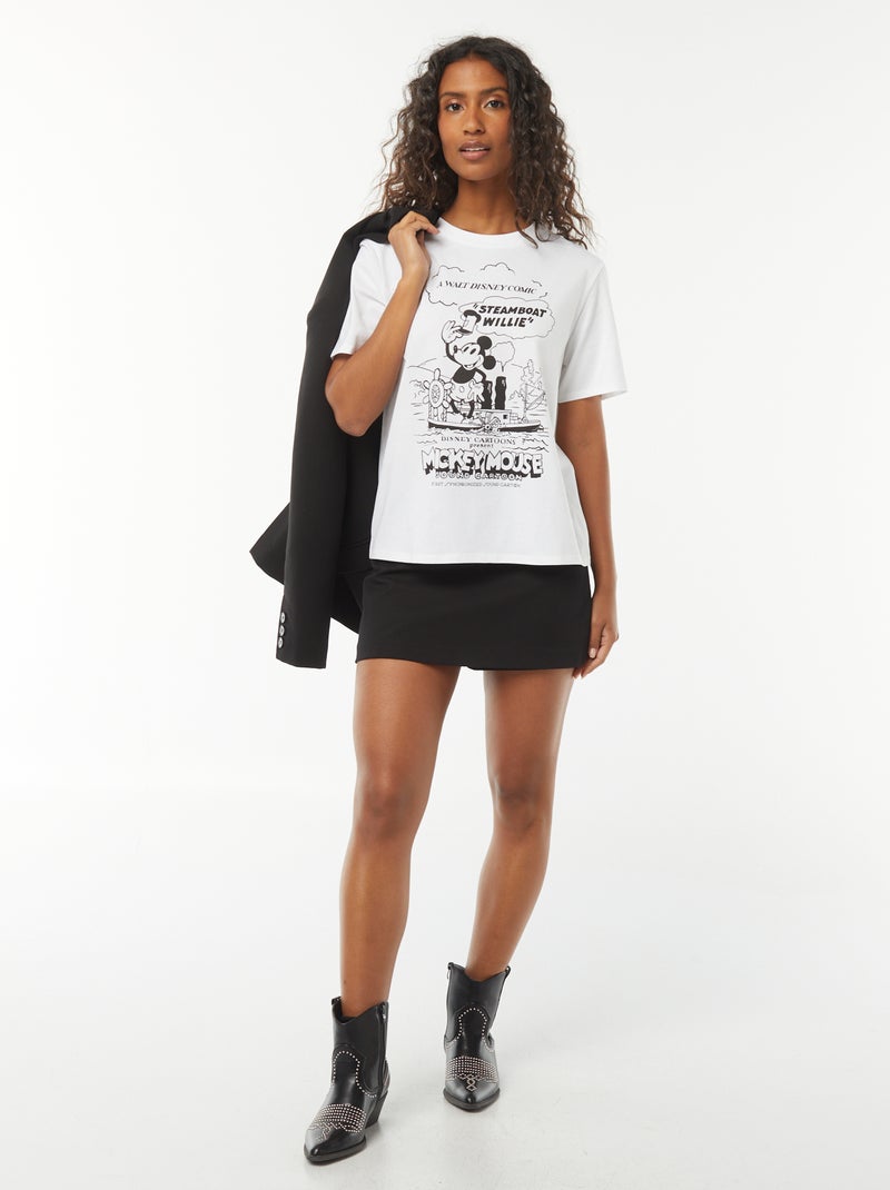T-shirt à manches courtes 'Mickey' 'Disney' Blanc - Kiabi
