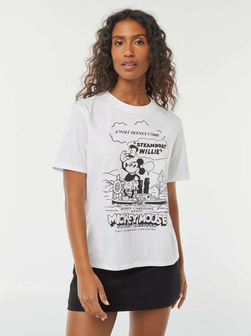 T-shirt à manches courtes 'Mickey' 'Disney' Blanc - Kiabi