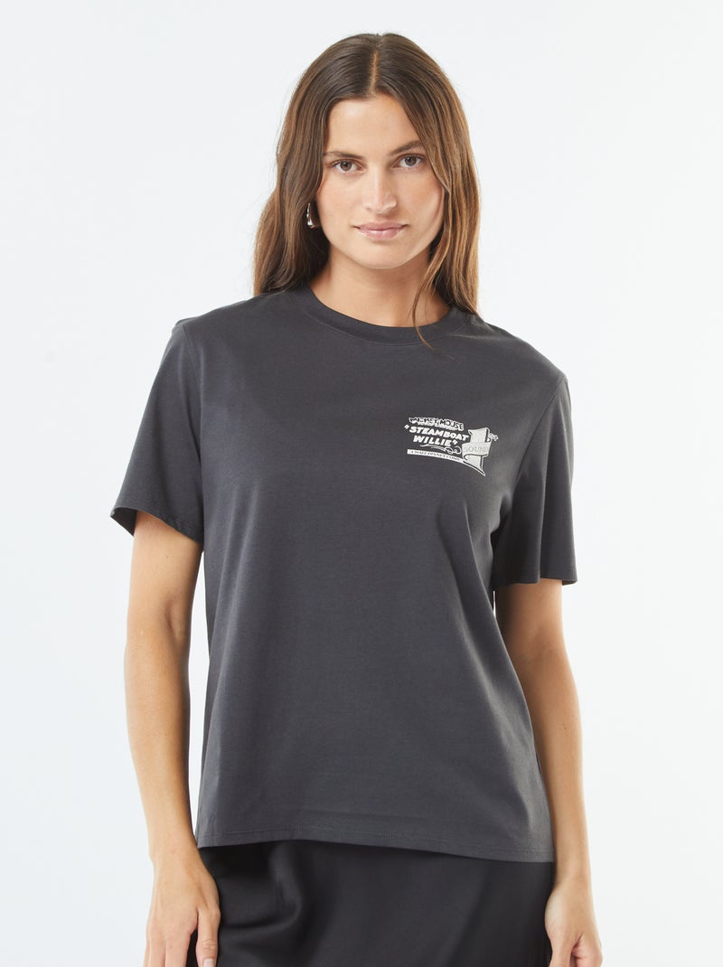 T-shirt à manches courtes 'Mickey' 'Disney' Noir - Kiabi
