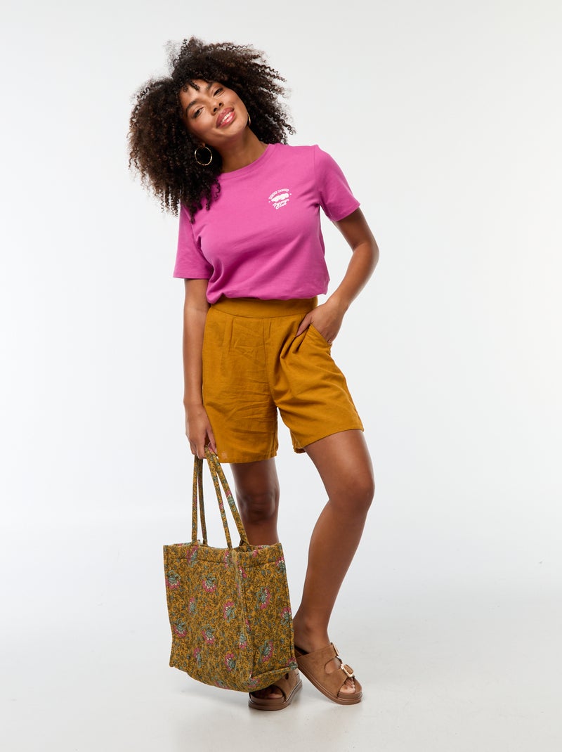 T-shirt à manches courtes 'Mickey' 'Disney' Rose - Kiabi