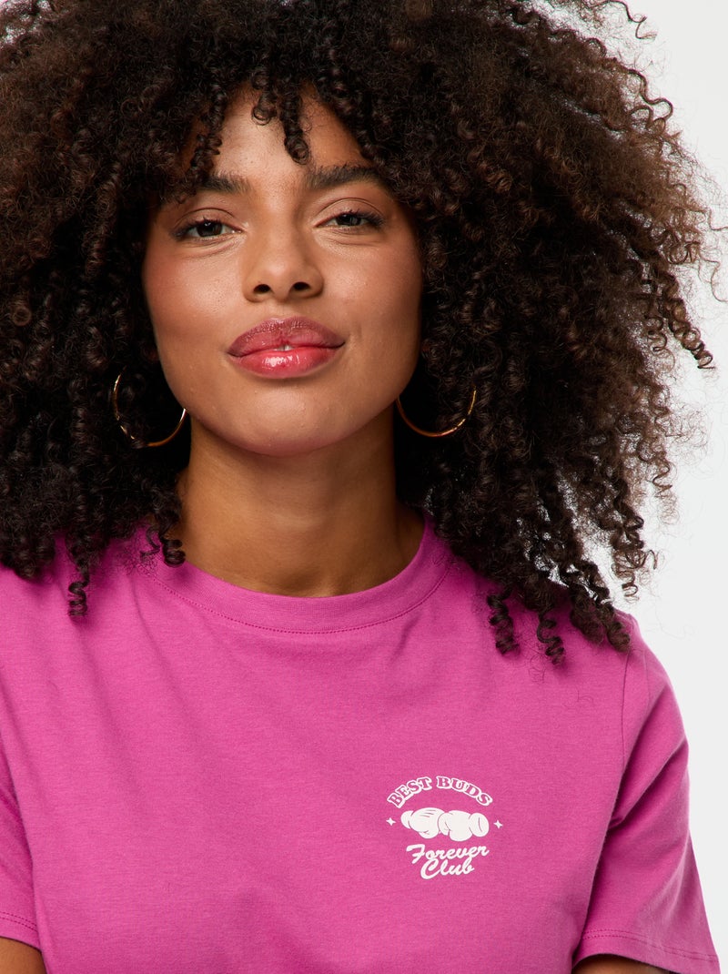 T-shirt à manches courtes 'Mickey' 'Disney' Rose - Kiabi