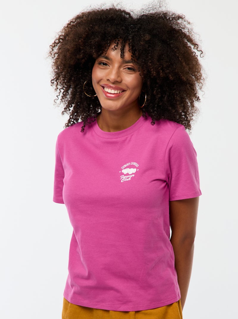 T-shirt à manches courtes 'Mickey' 'Disney' Rose - Kiabi